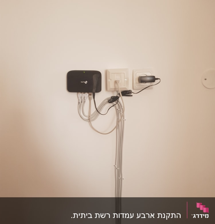 נתב מחובר לכבלים על קיר לבן